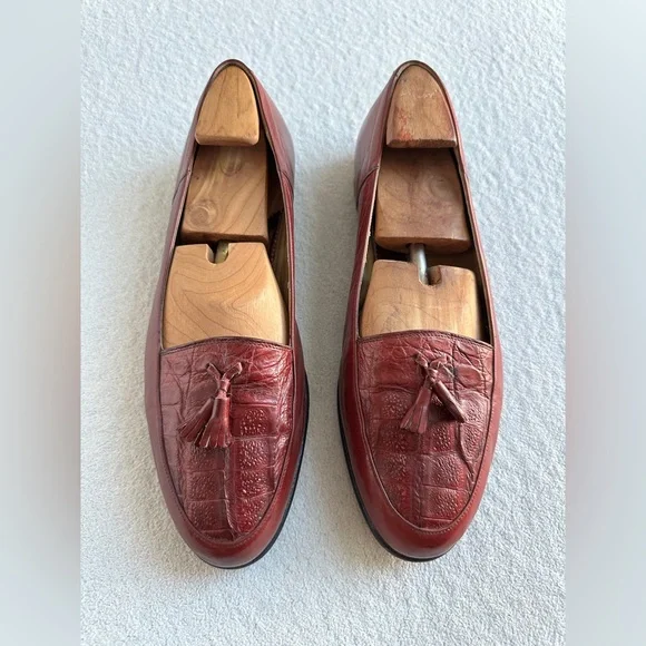 Mauri Ostrich Loafers men’s dress shoes red slip on 9.5 M